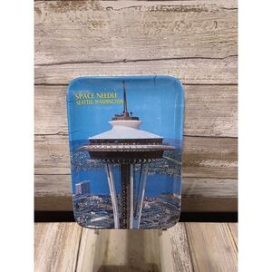 Vintage IAAC Exclusive‎ Seattle Space Needle Souvenir Trinket Tray 6x4 Blue